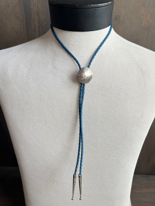 1909 Silver Dollar Bolo on Blue Tie