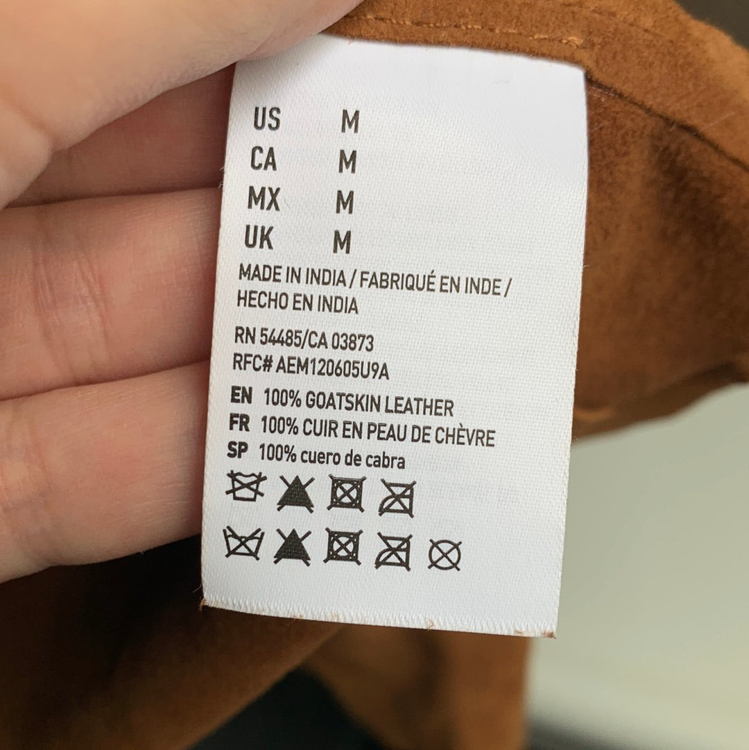 Brown leather fringed jacket