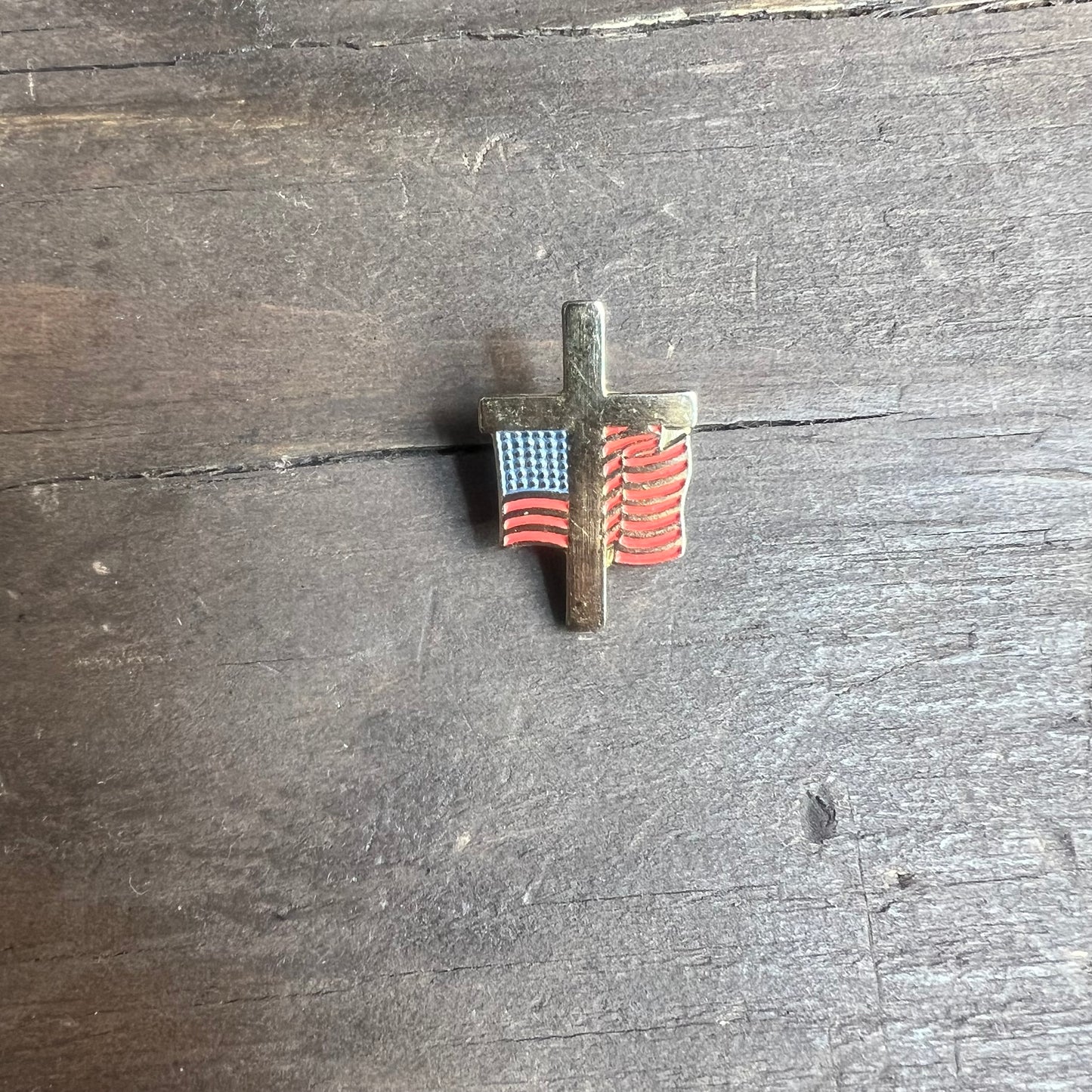 American Flag and Cross Pin