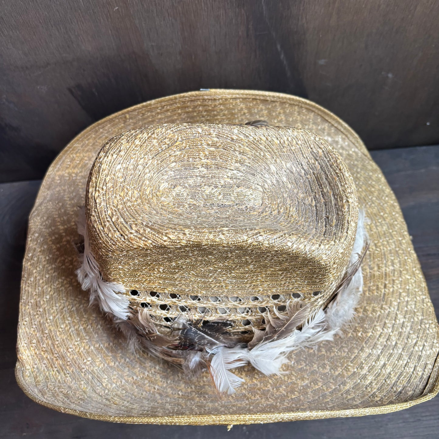 Straw Hat with Feather Band