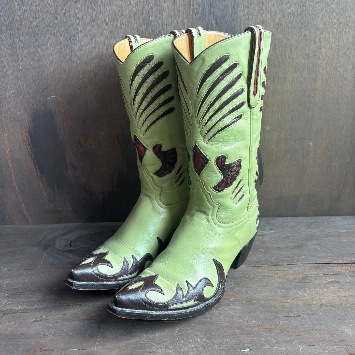 Liberty Light Green Leather Boots