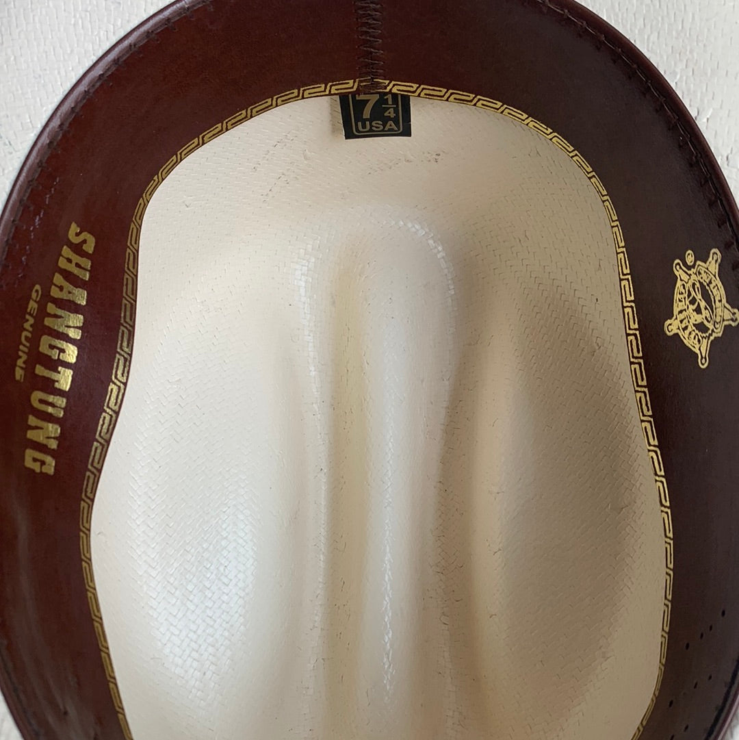 Texas Hats light straw hat with taupe leather band