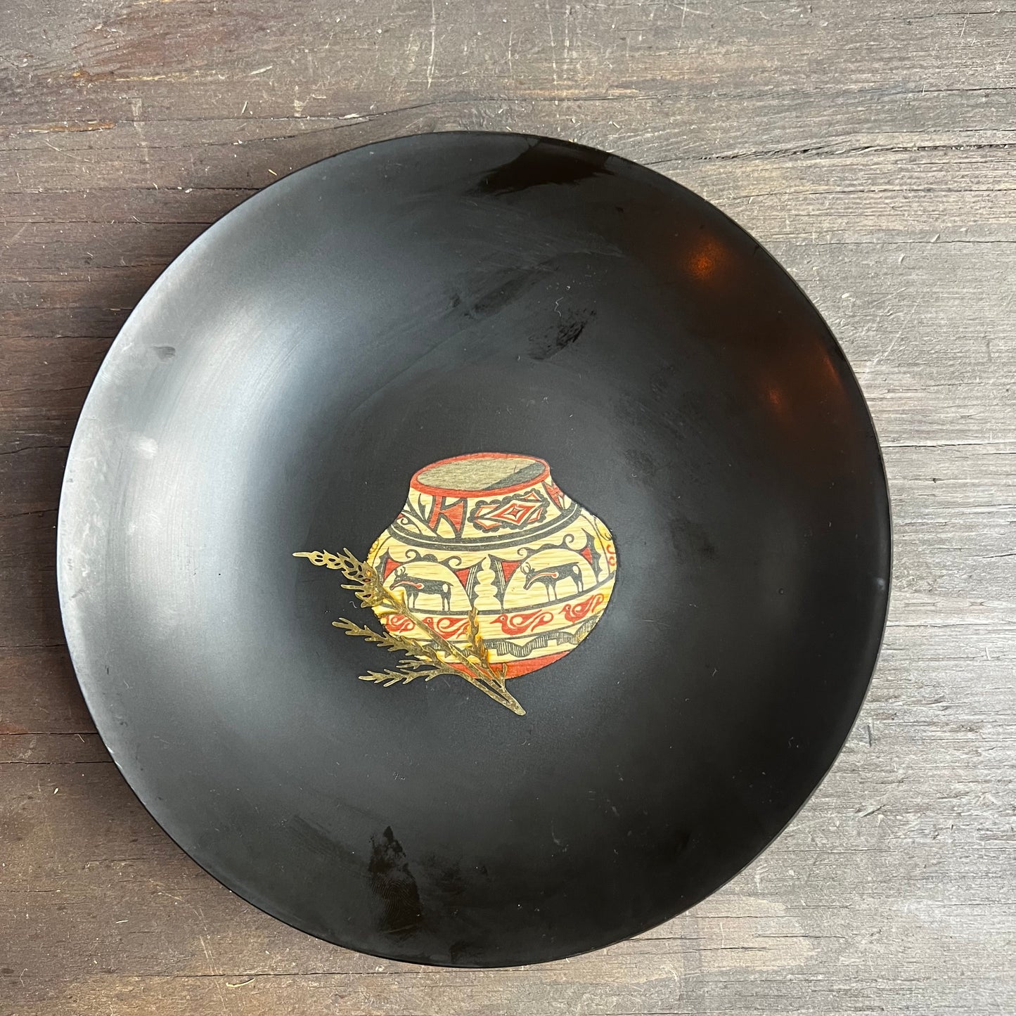 Black Couroc Pottery Plate