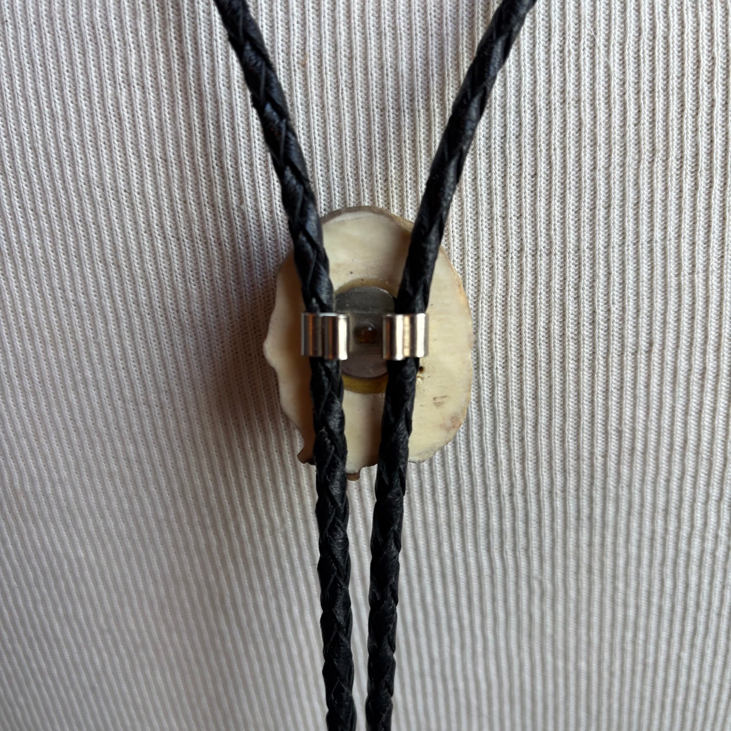 Wood and Stone Bolo on Black Tie