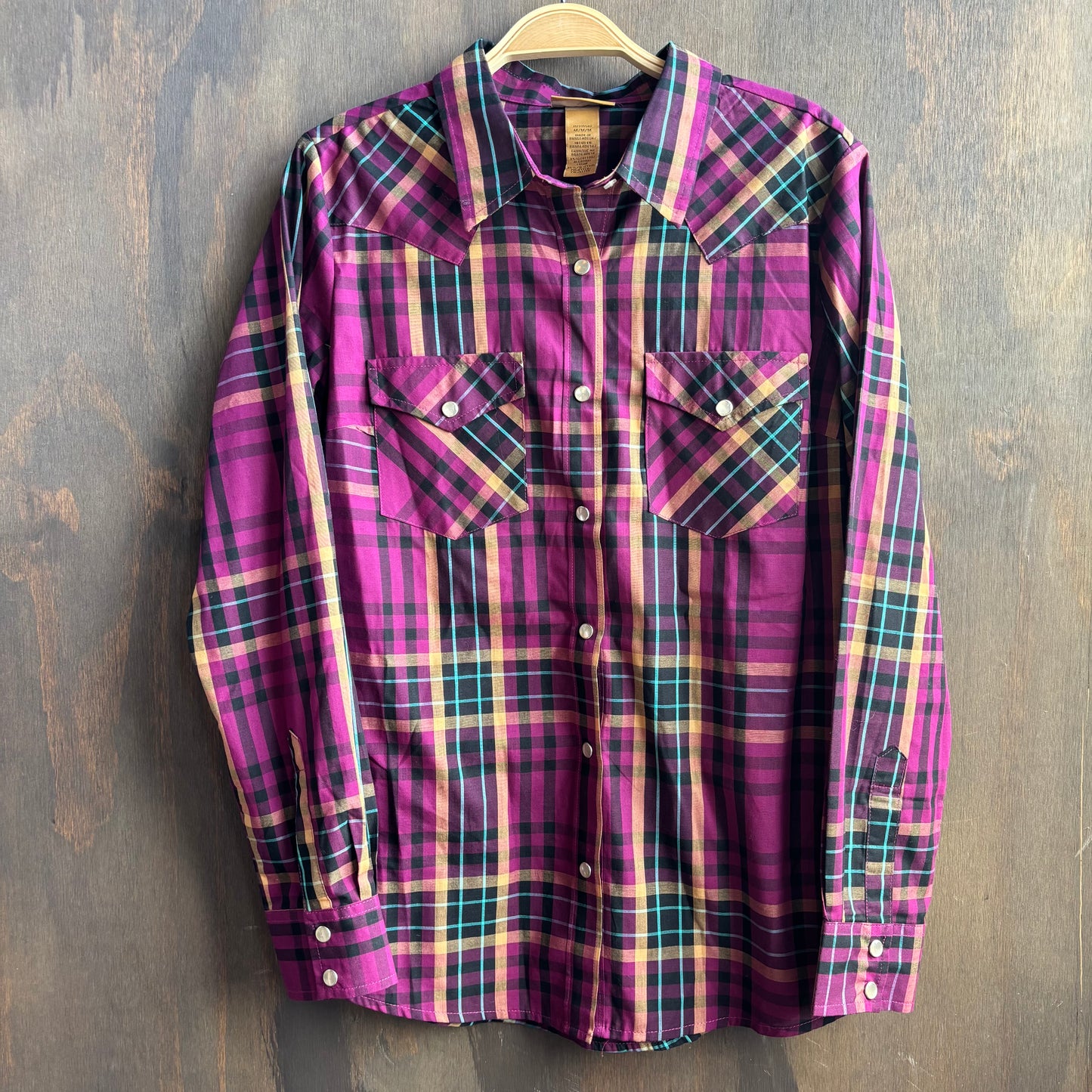 Wrangler Purple Plaid Pearl Snap