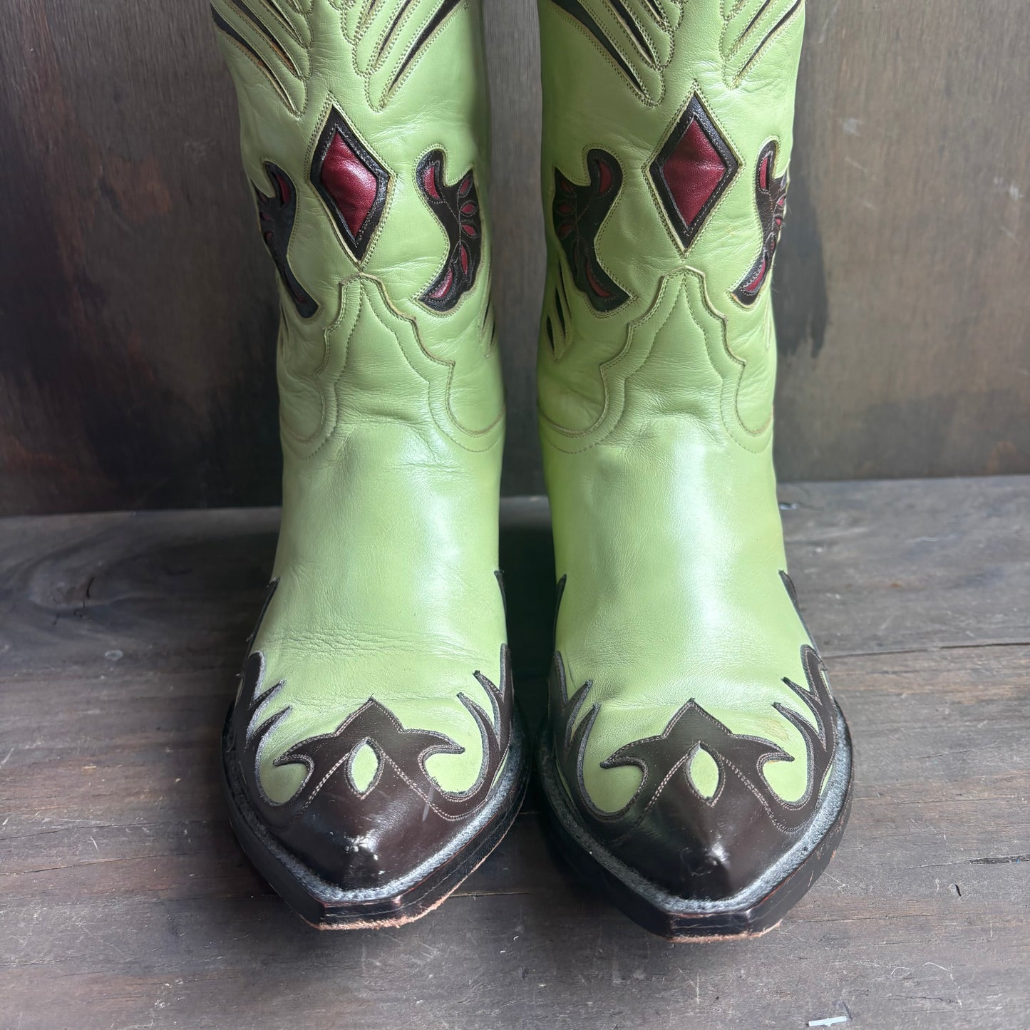 Liberty Light Green Leather Boots