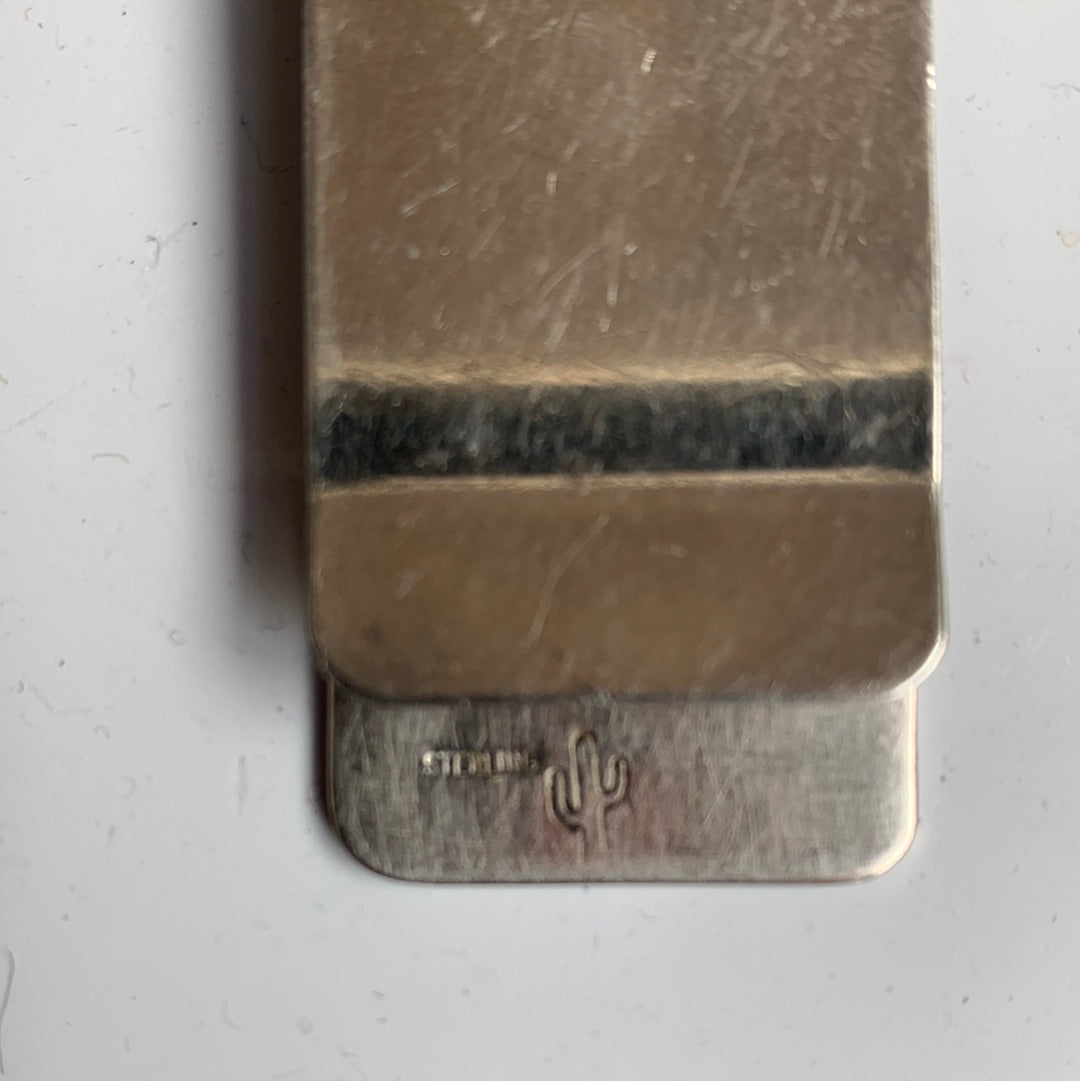 Sterling silver & turquoise chip money clip