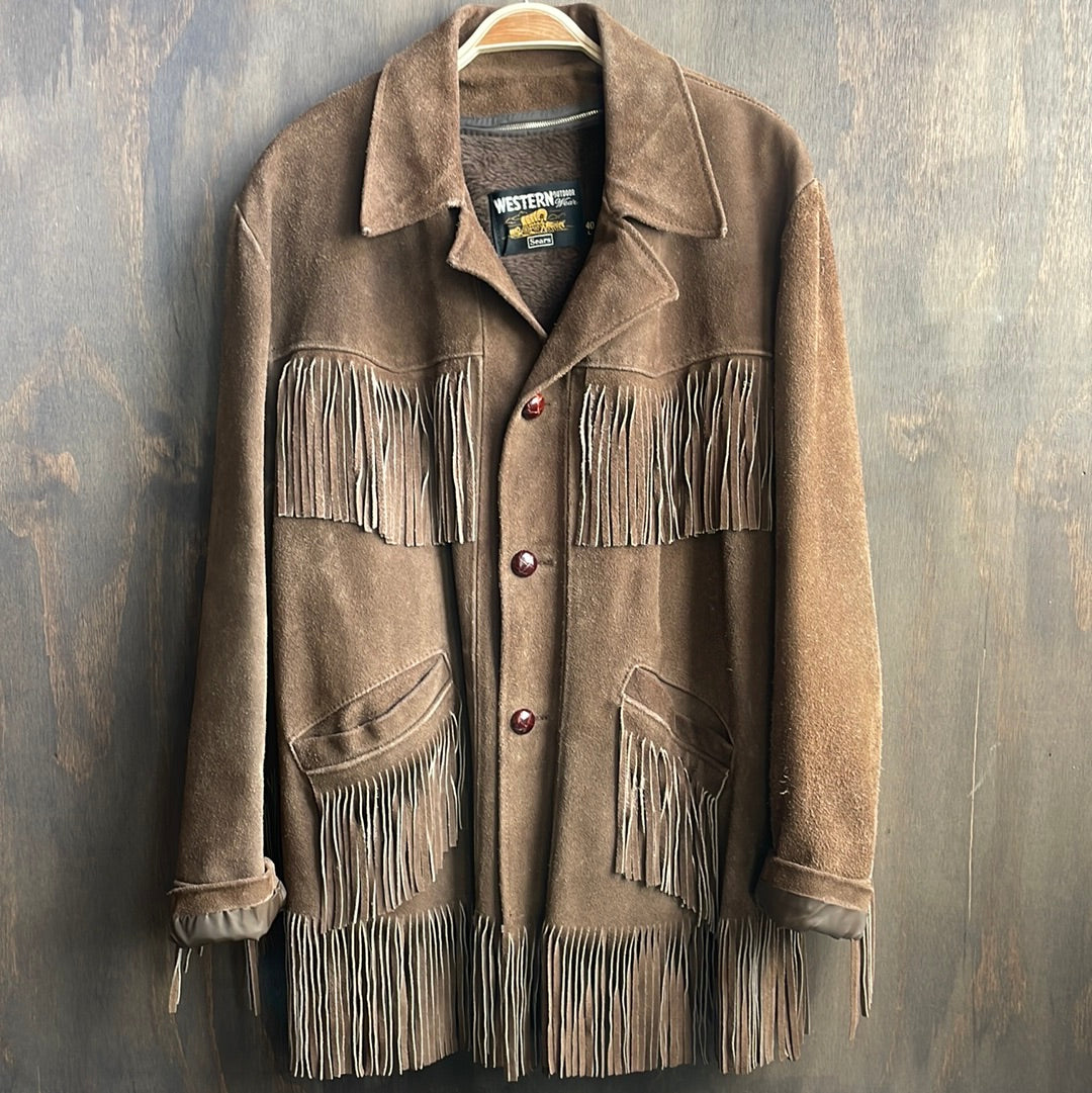 Vintage Boys 2024 Sears Leather Western Fringe JacketnVintage