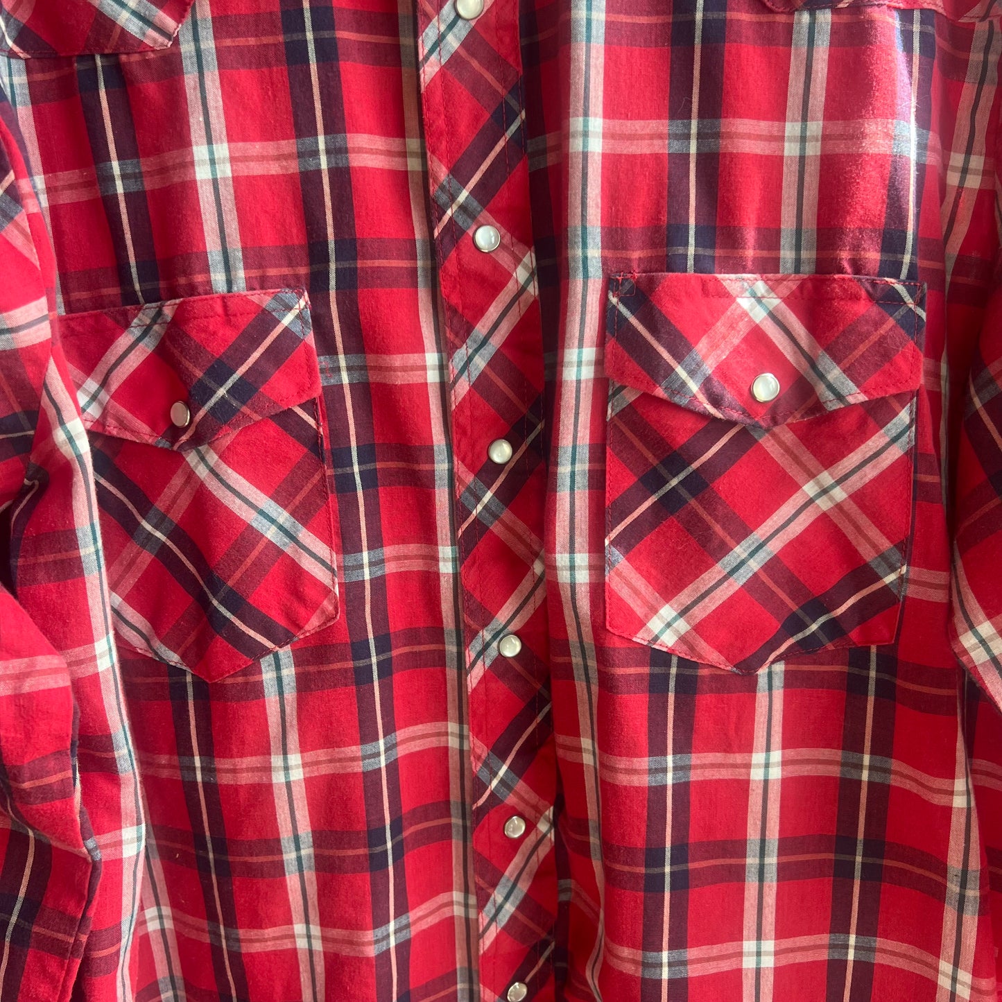 Wrangler Red Plaid Western Pearl Snap