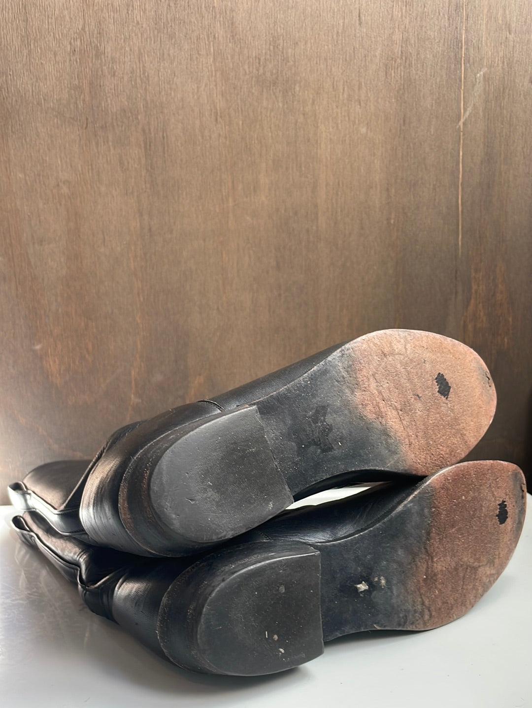 Vintage Tony Lama Black Leather Boots with Silver Decorative Buttons