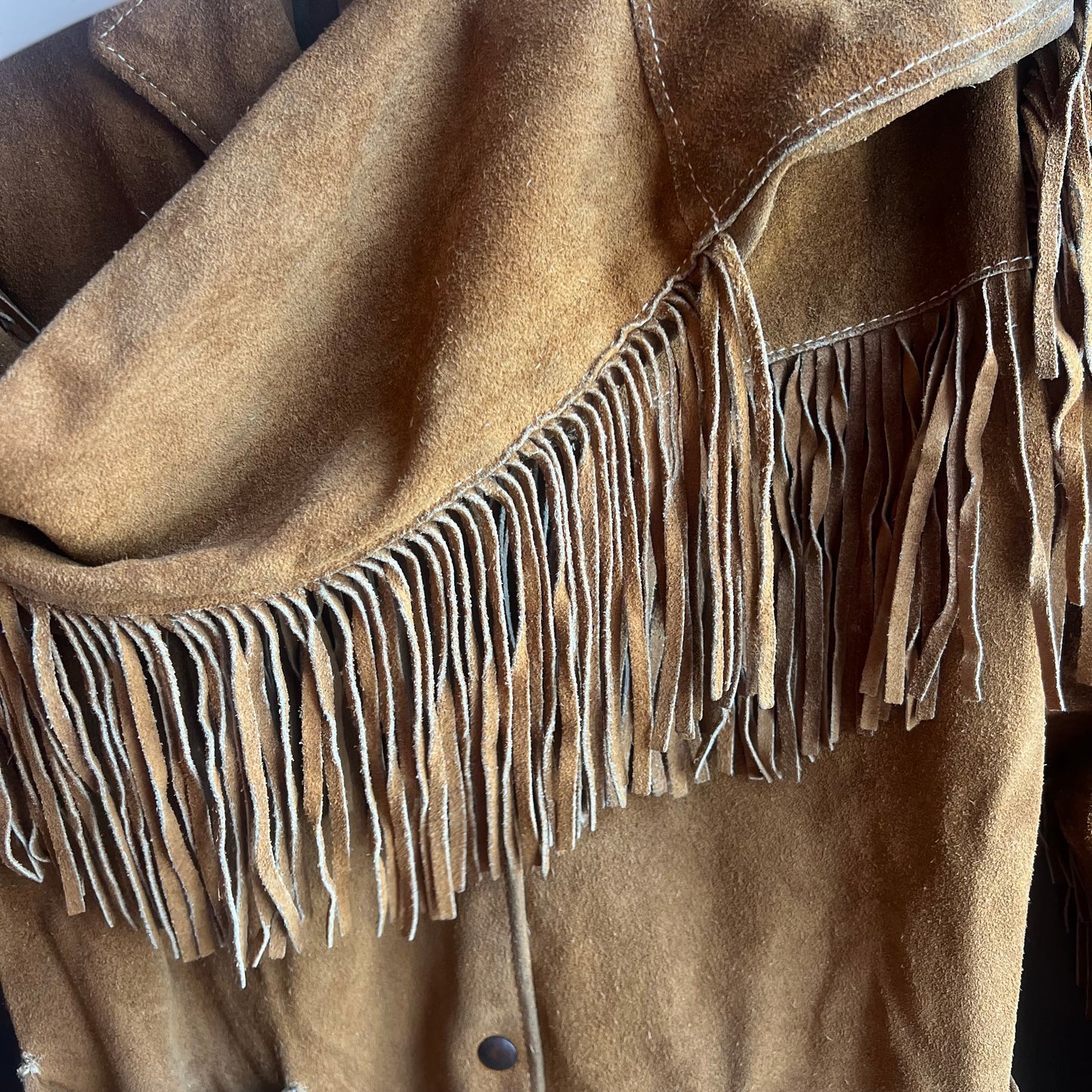 Tan Leather Fringe Jacket
