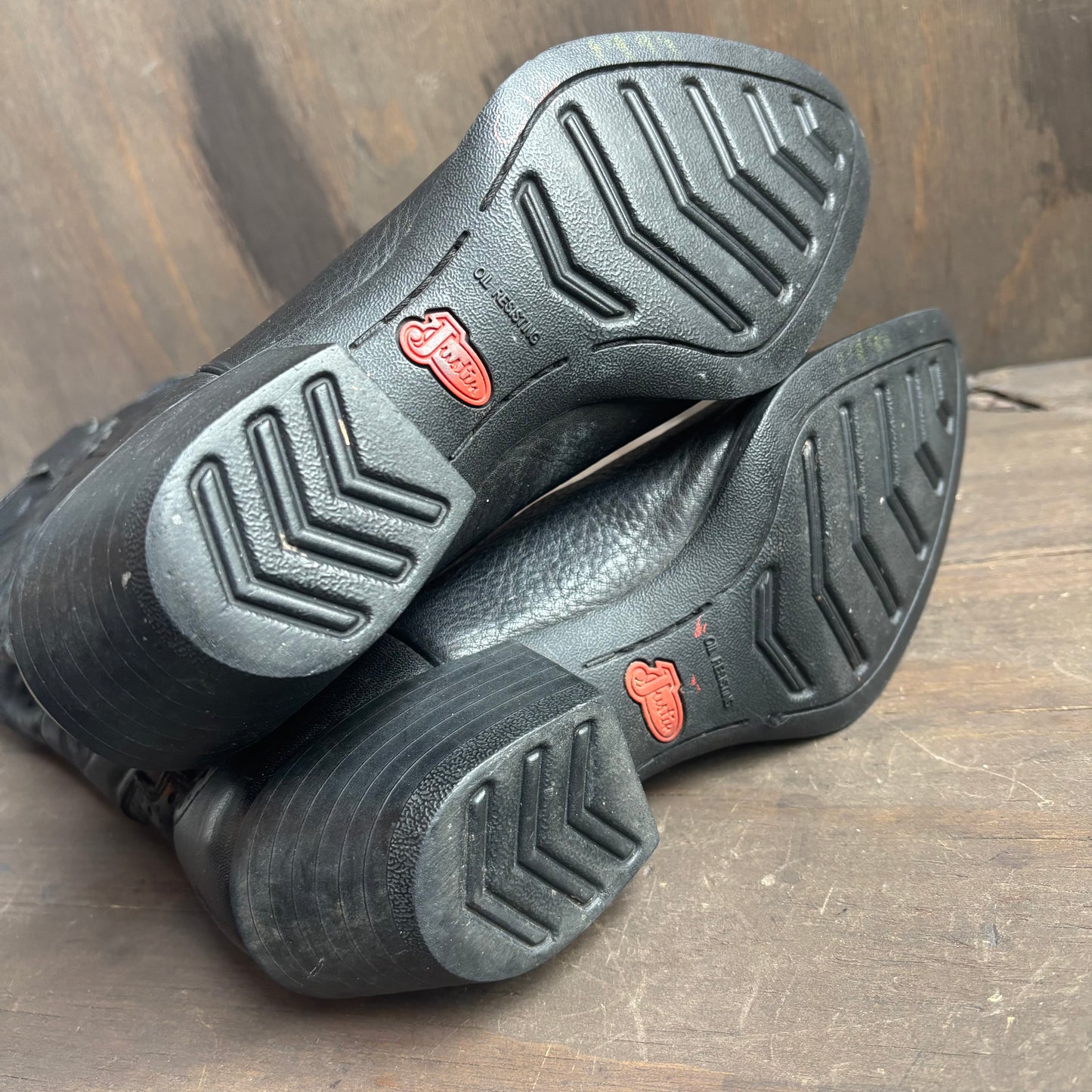 Justin Black Leather Boot