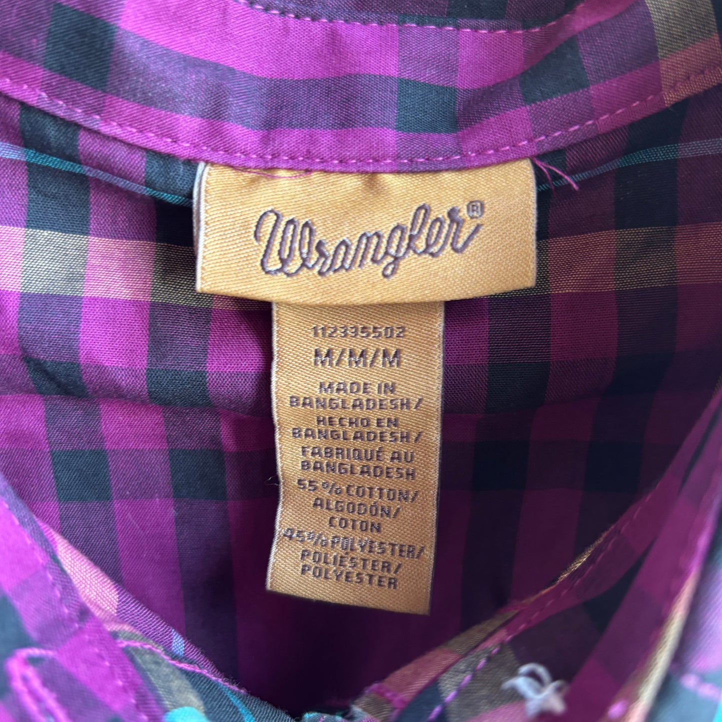 Wrangler Purple Plaid Pearl Snap