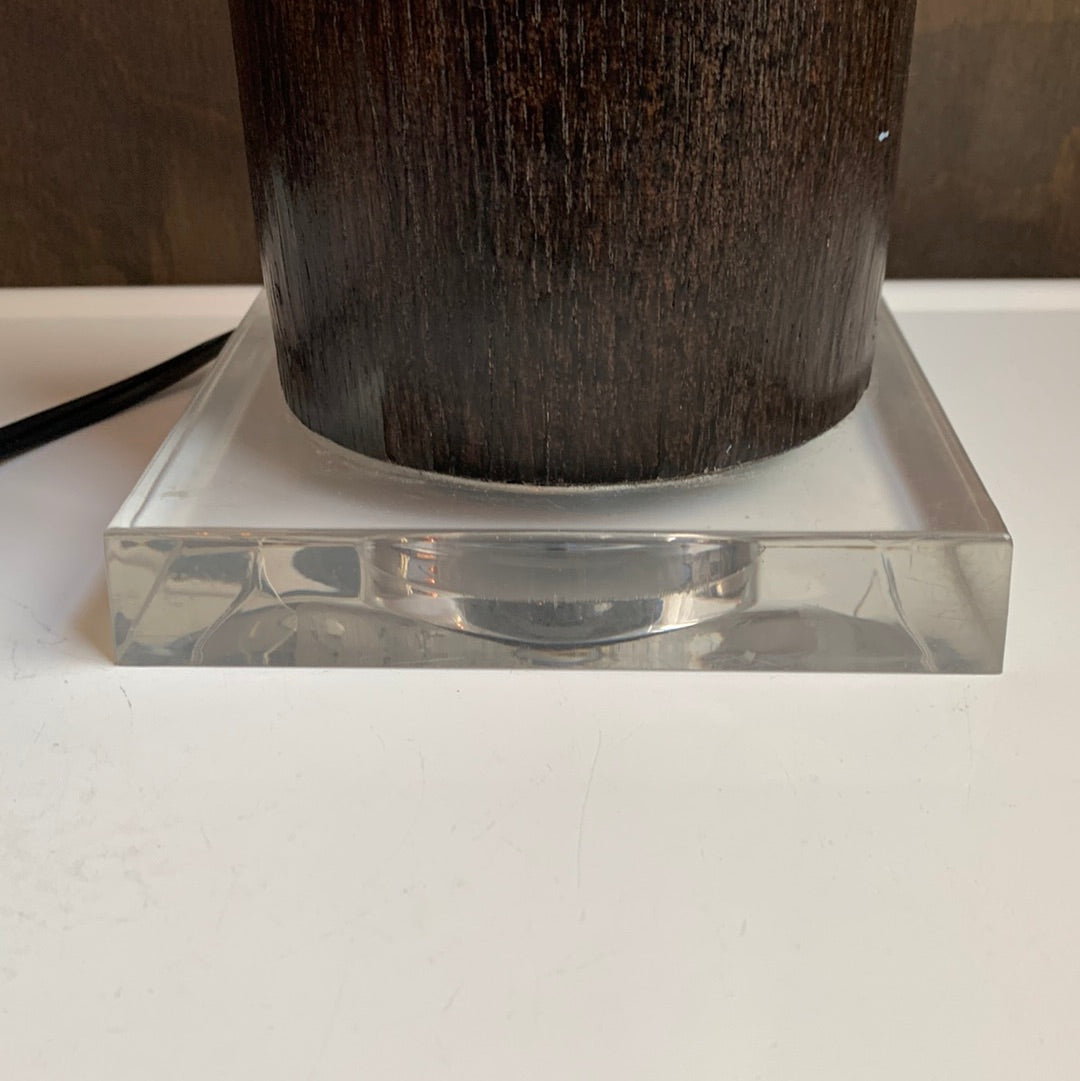Cylinder lamp with square lucite vase