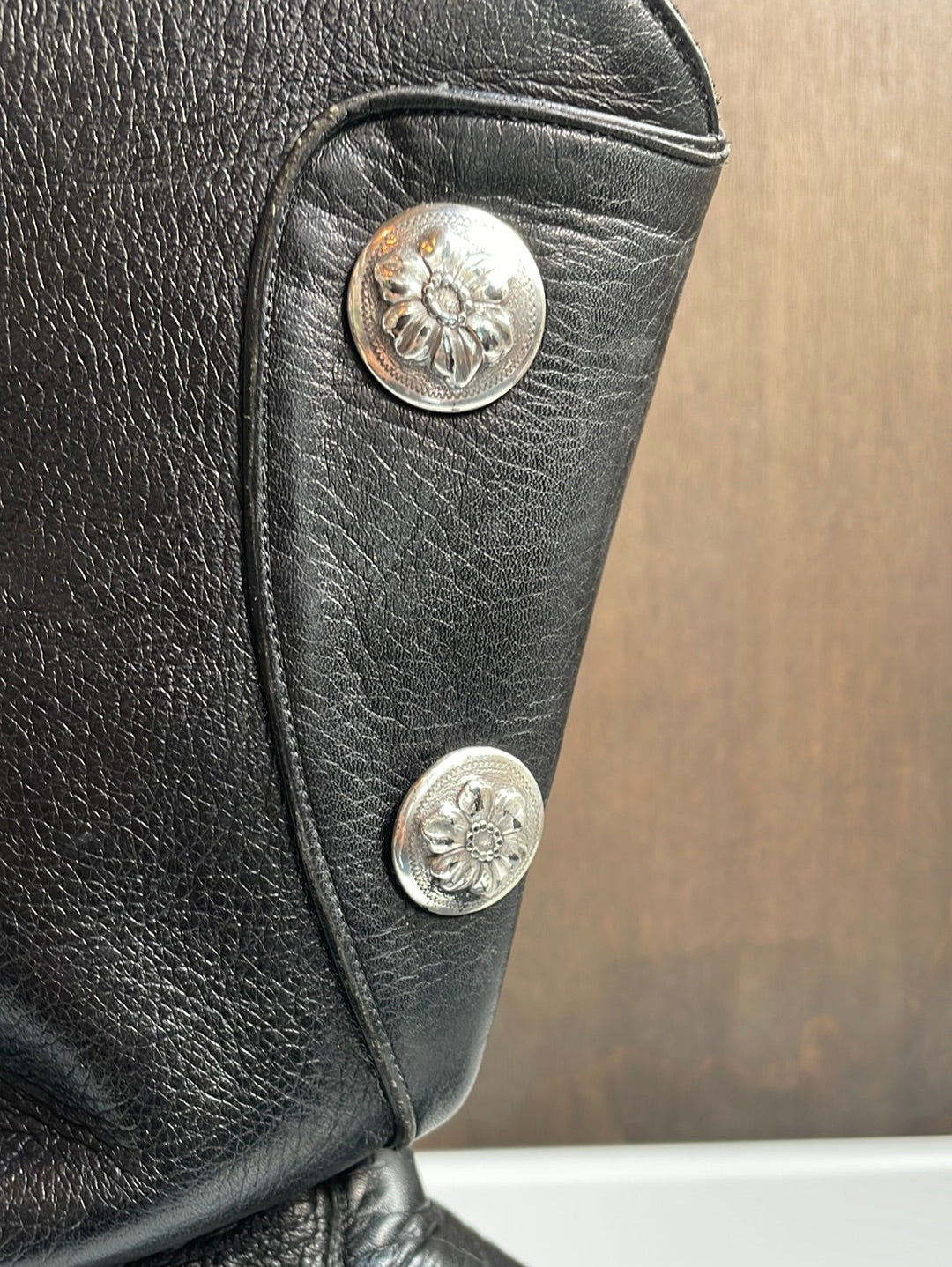 Vintage Tony Lama Black Leather Boots with Silver Decorative Buttons