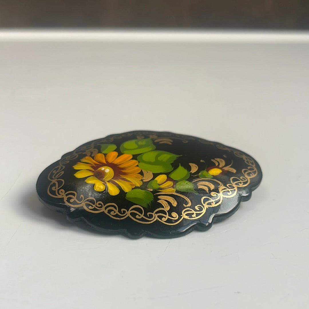 Black Flower Pin \ Brooch