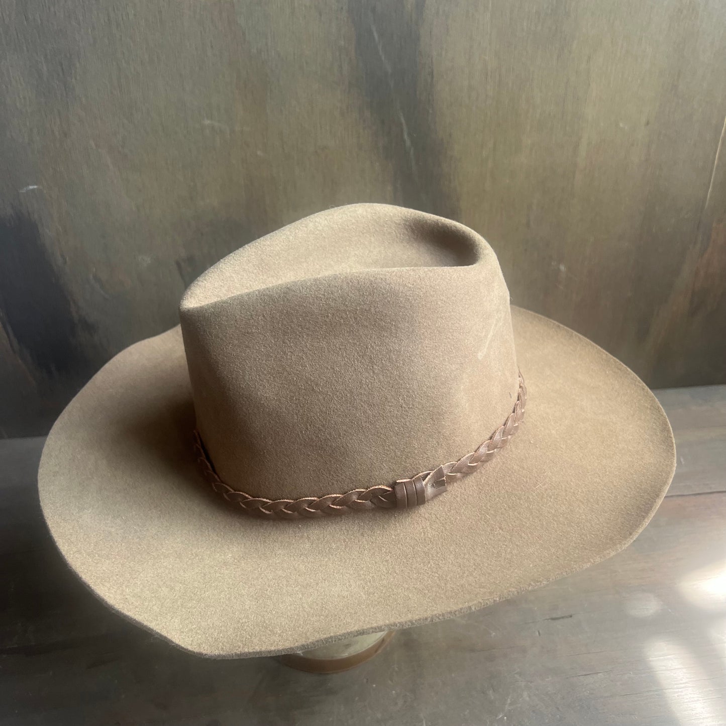 Brown Felt Hat with Leather Hat Band