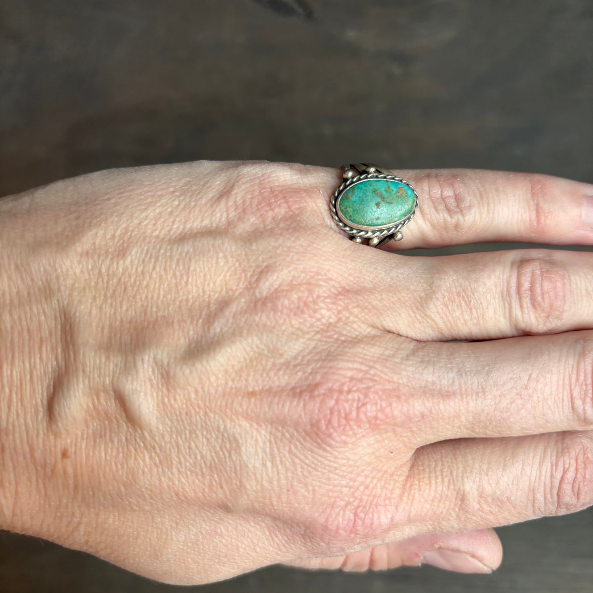 Vintage Sterling Turquoise Oval Ring