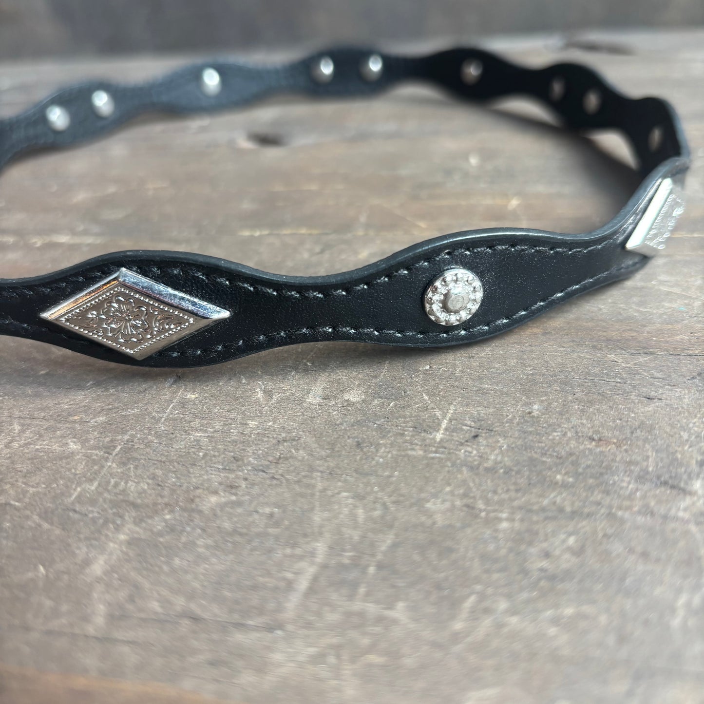 Black Leather Concho Hat Band