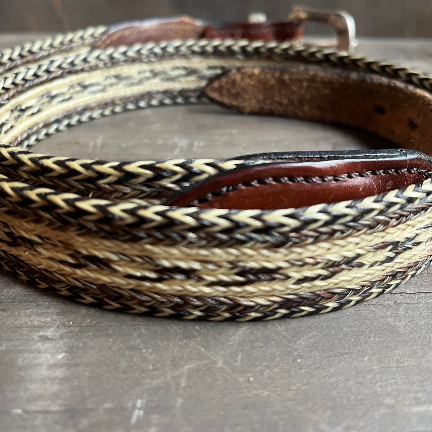 Brown Leather and Horse Hair Belt
