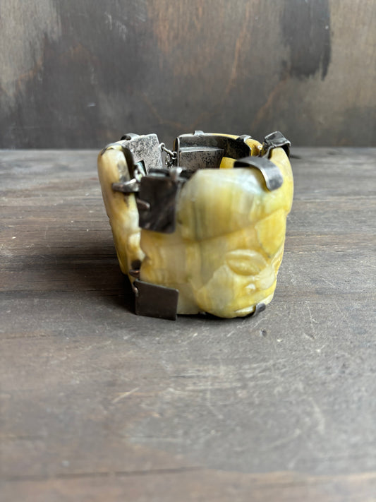 Carved Yellow Jade Bracelet