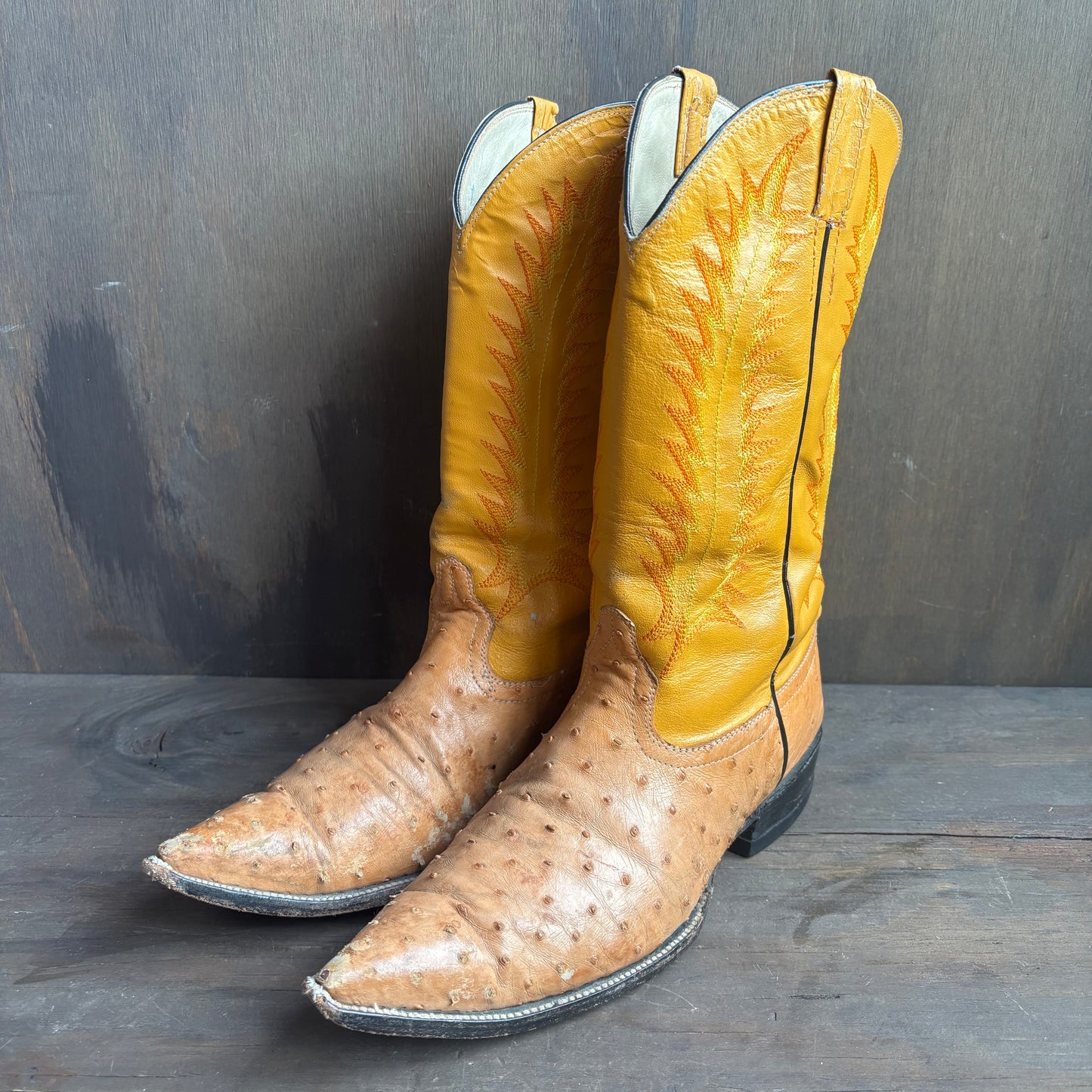 Custom Orange Ostrich Boots