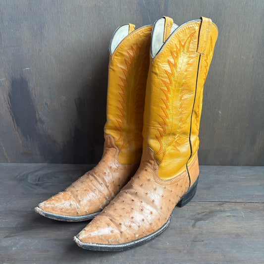 Custom Orange Ostrich Boots