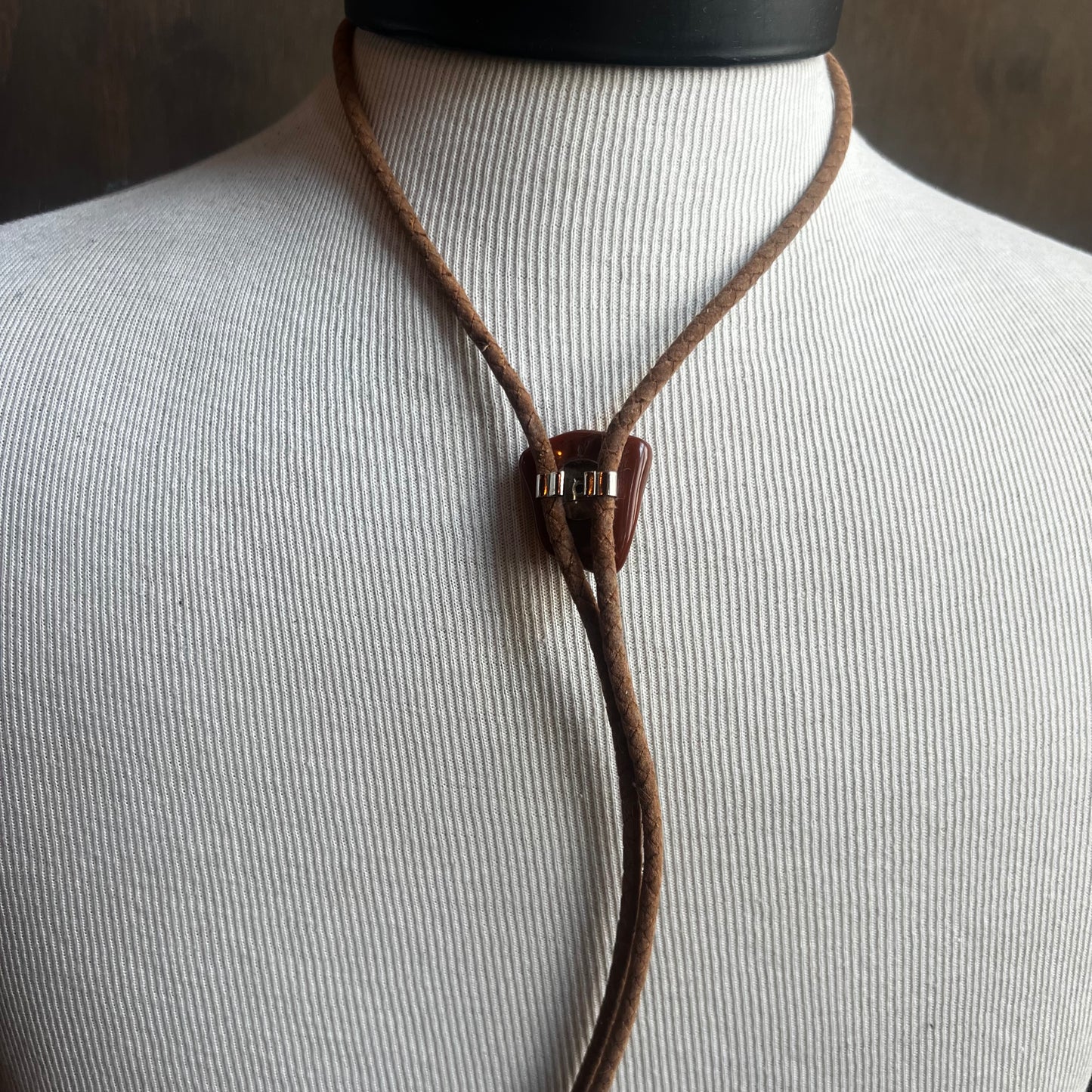Red Jasper Bolo Tie on Leather Cord