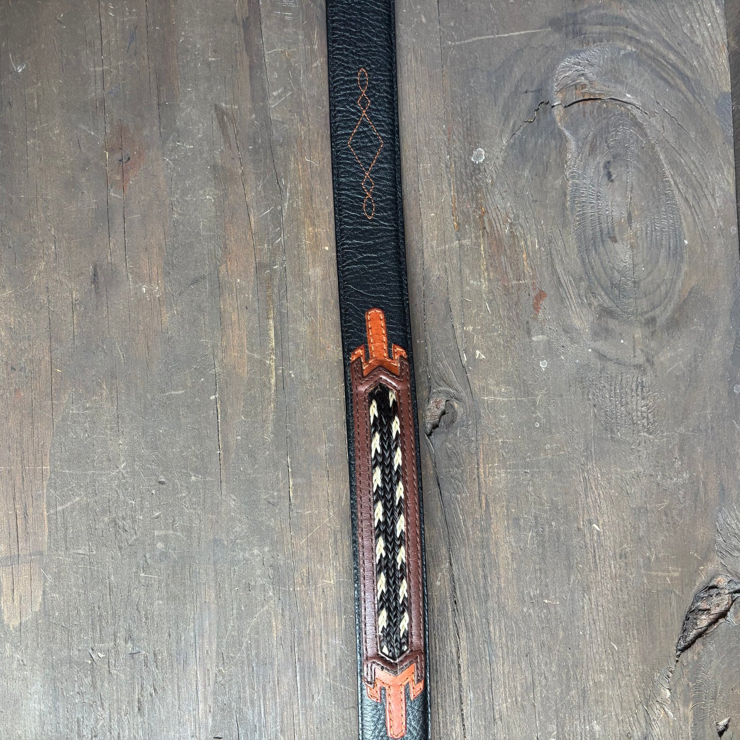 Two-Tone Leather Horsehair Belt
