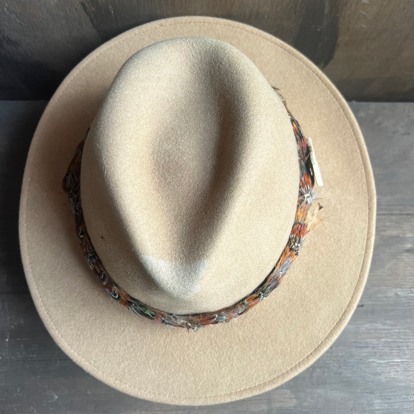 Brixton Brown Hat with Feather Hat Band