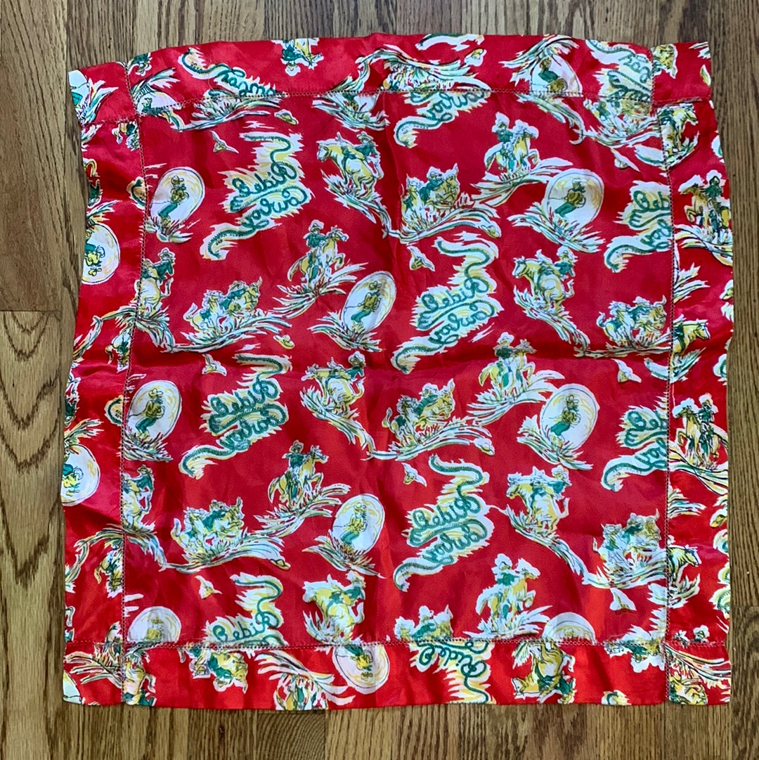 Red Cowboy print silk scarf