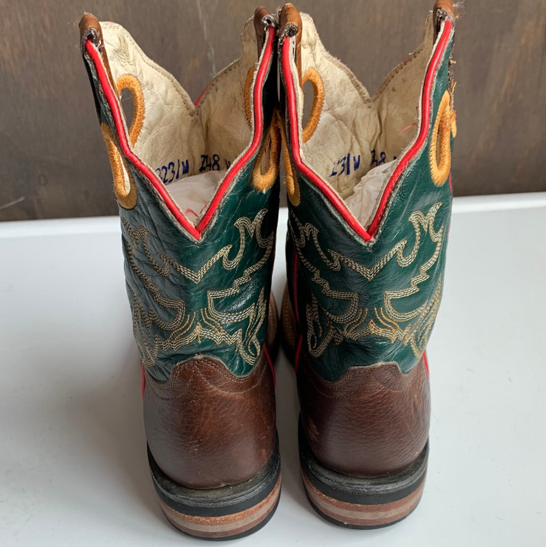 Vintage youth brown & green Western boots