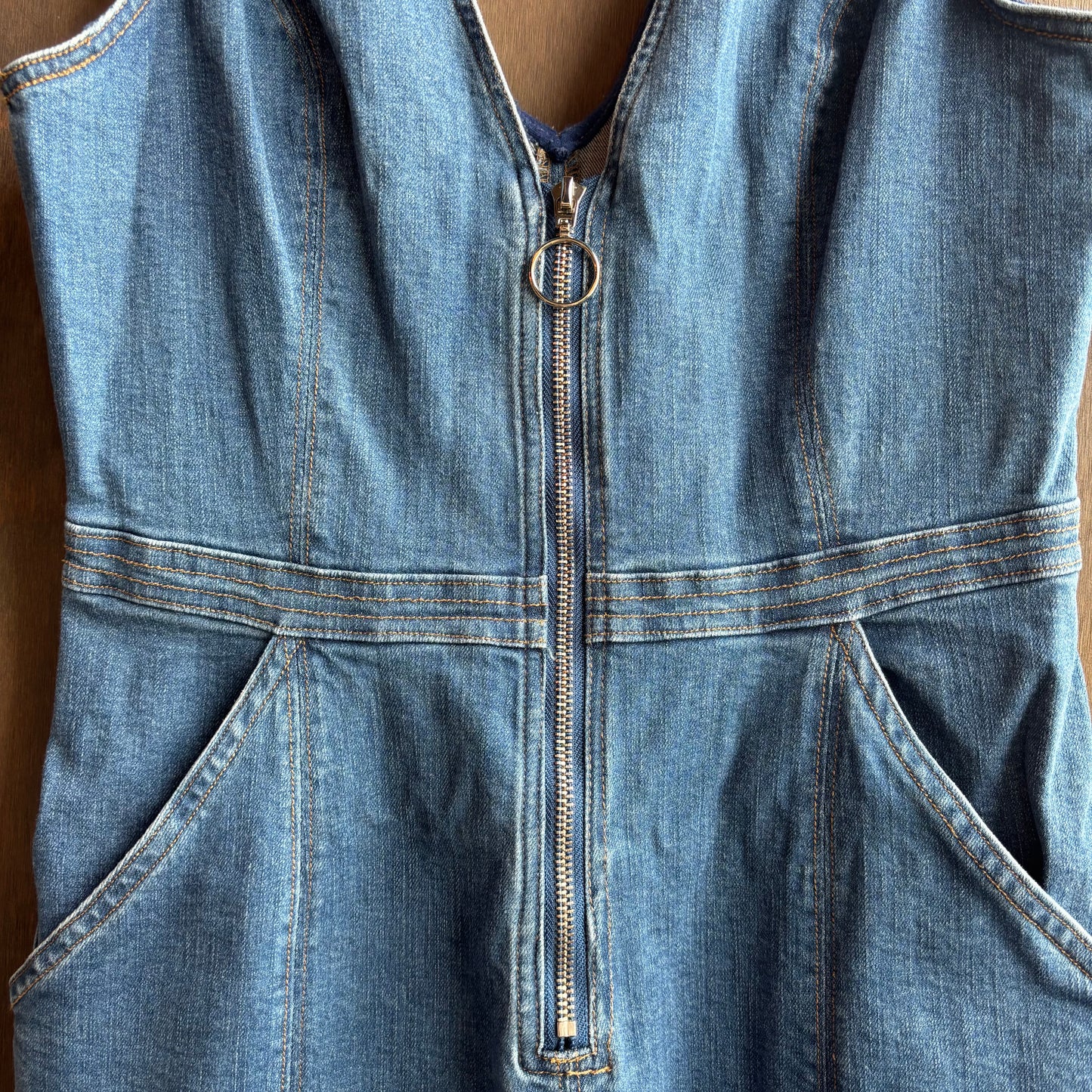 Denim Jumpsuit with Zipper