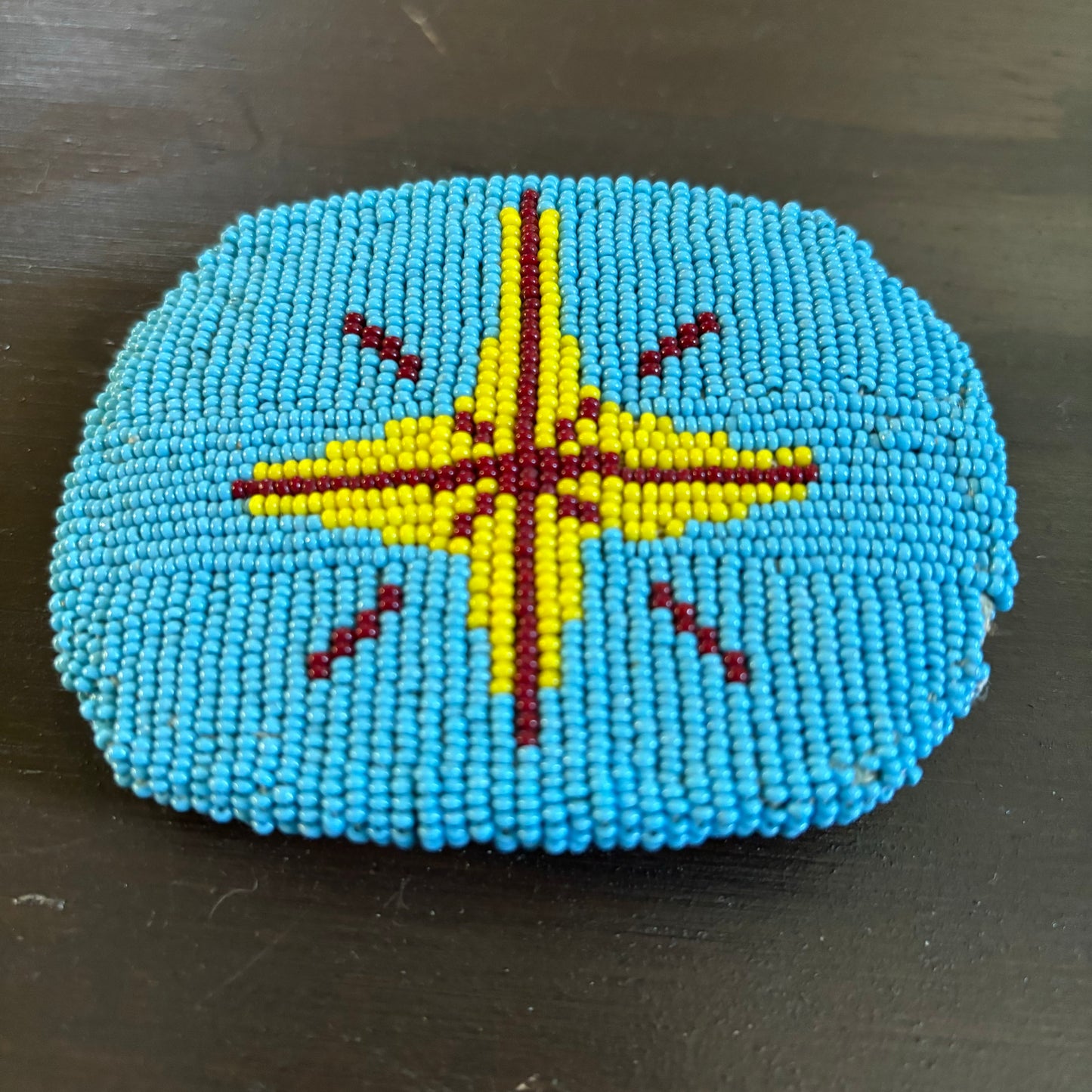 Vintage Handmade Seed Bead Belt Buckle with Star