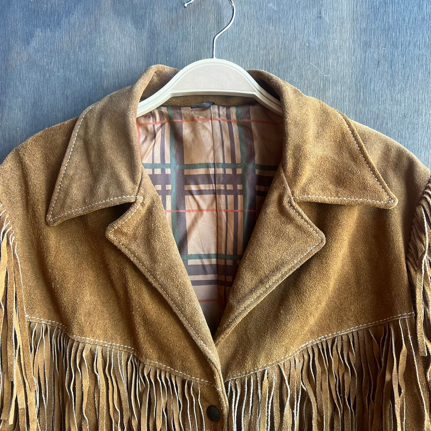 Tan Leather Fringe Jacket