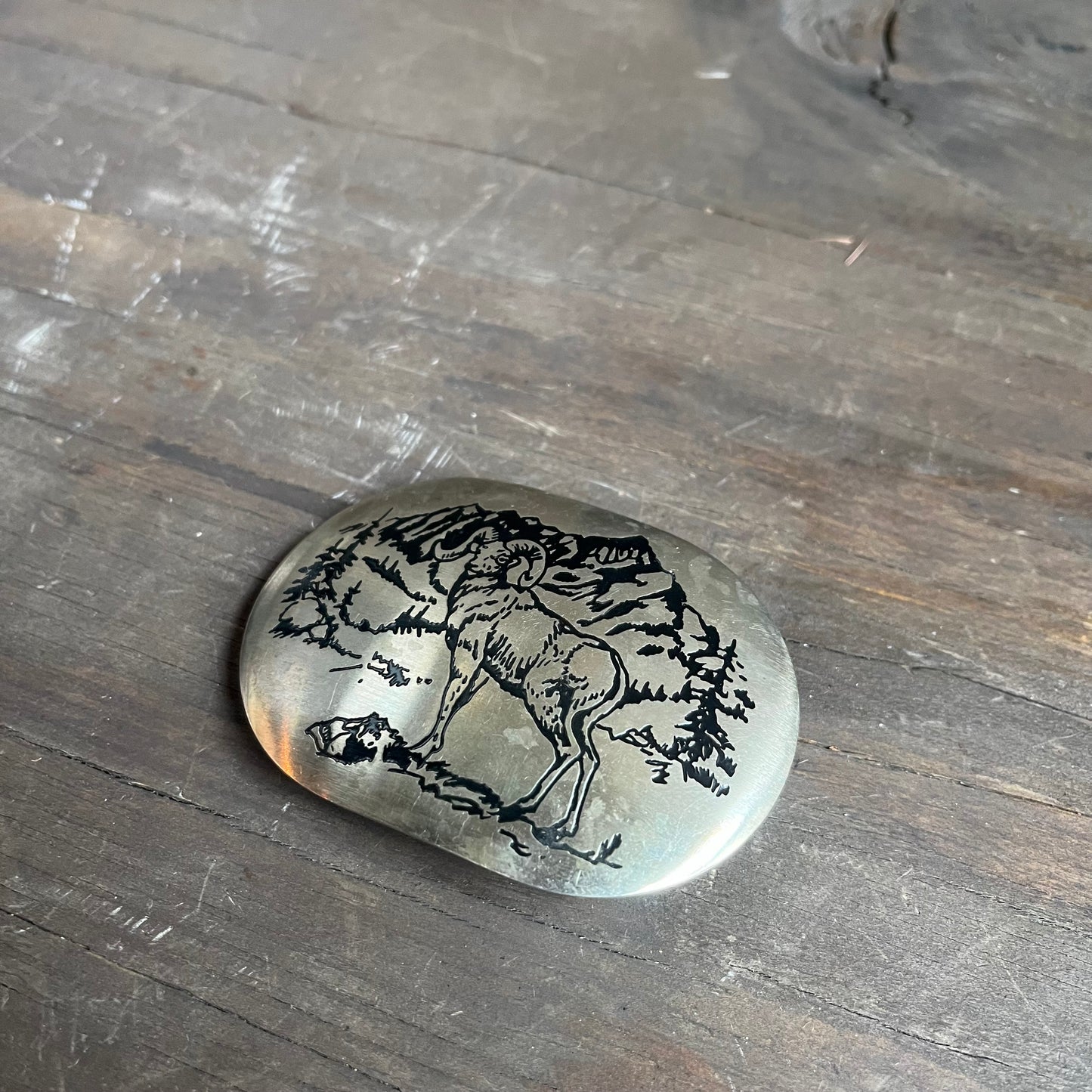 Silver Bighorn Sheep Belt Buckle
