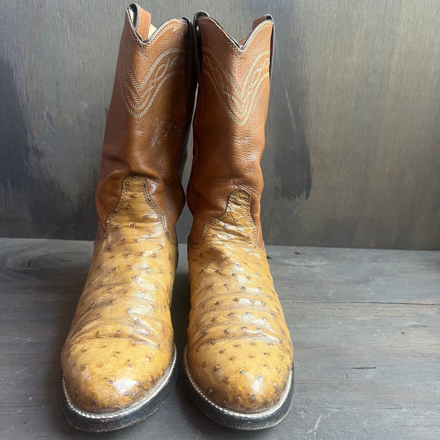 Justin Two-Tone Ostrich Skin Boots