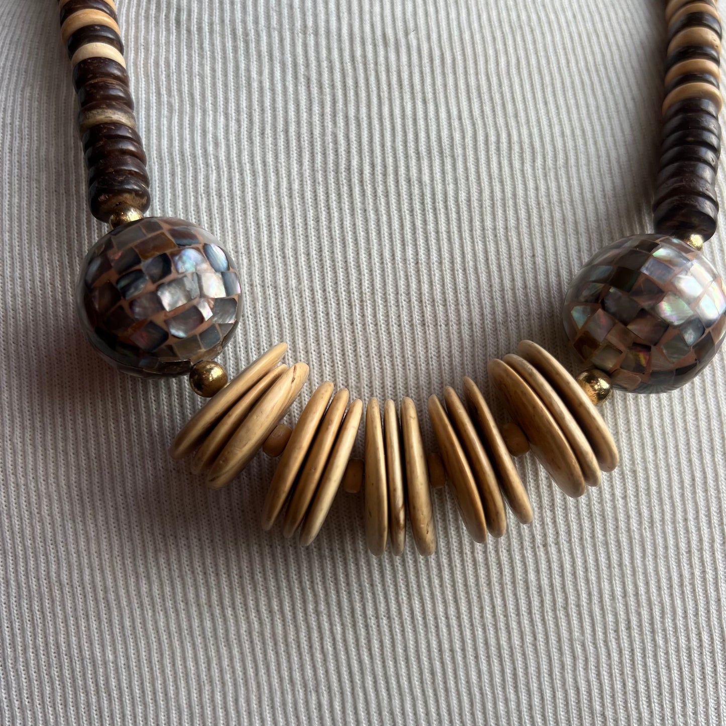 Wood Disk Bead Necklace