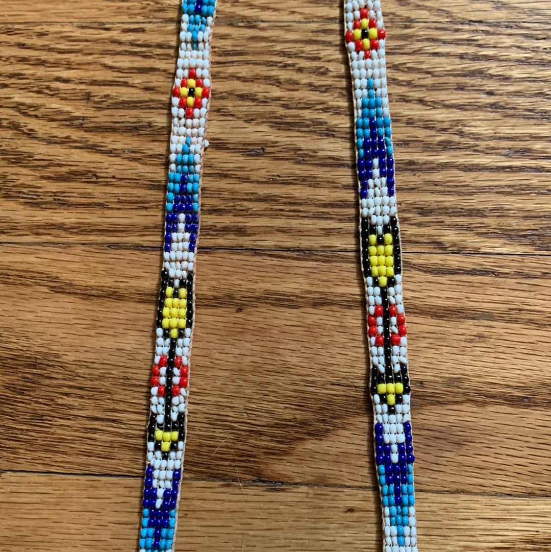 Beaded multi-color medallion necklace with fringe