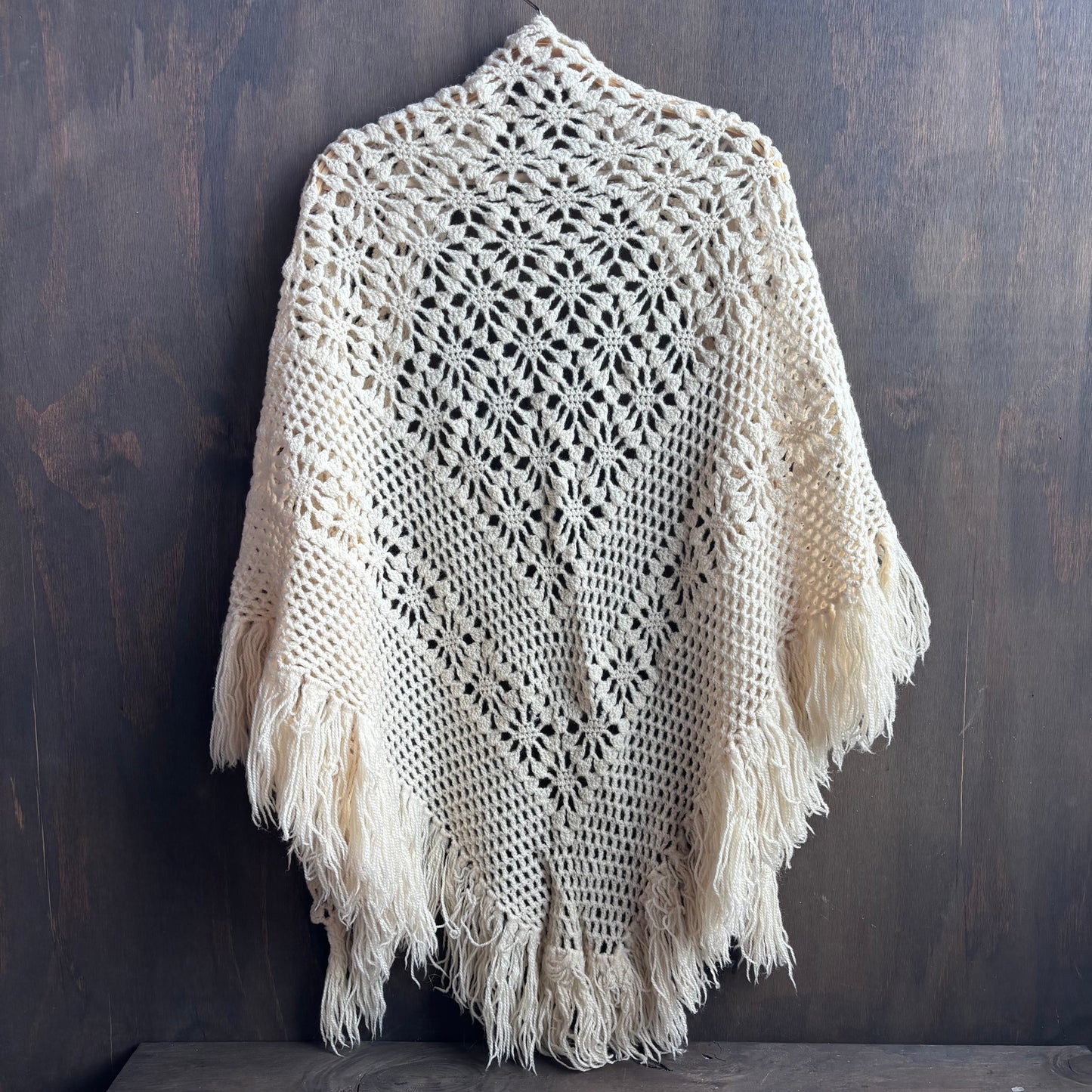 Vintage Cream Crochet Shawl