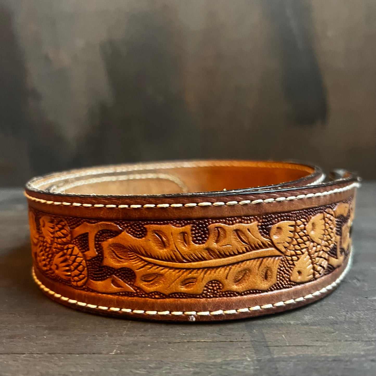 Big John Tooled Leather Belt