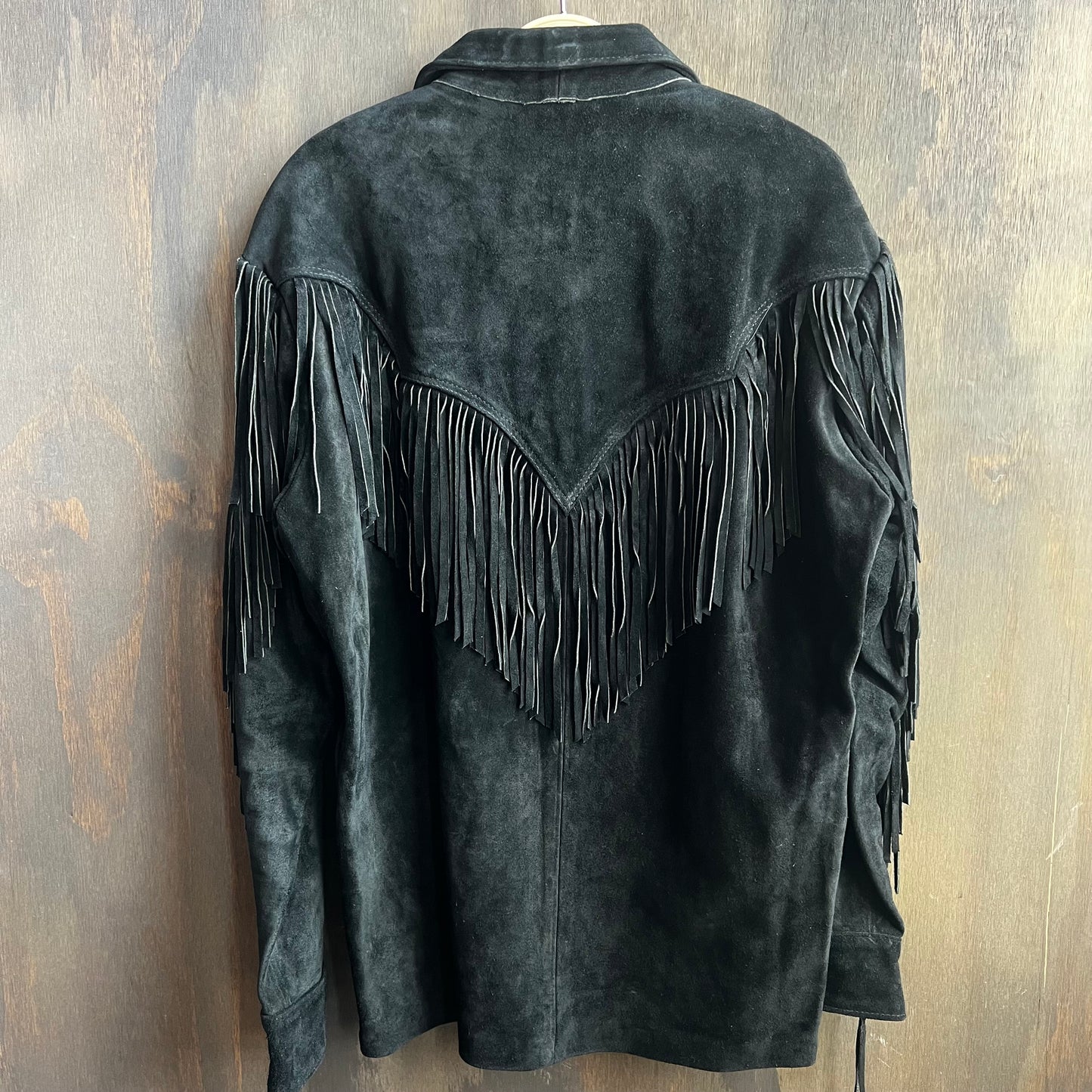 Leather City Black Fringe Coat