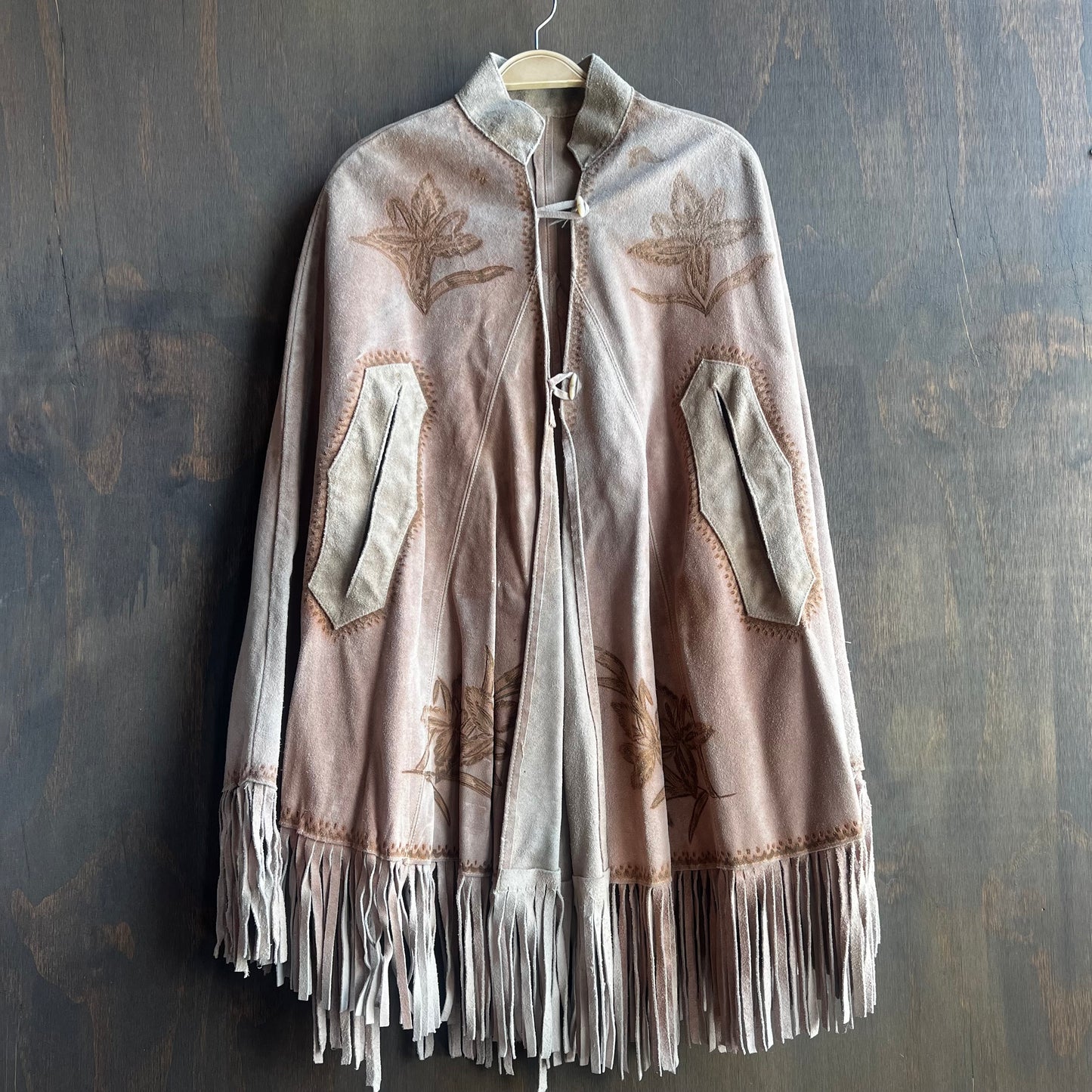 Dusty Rose Leather Poncho
