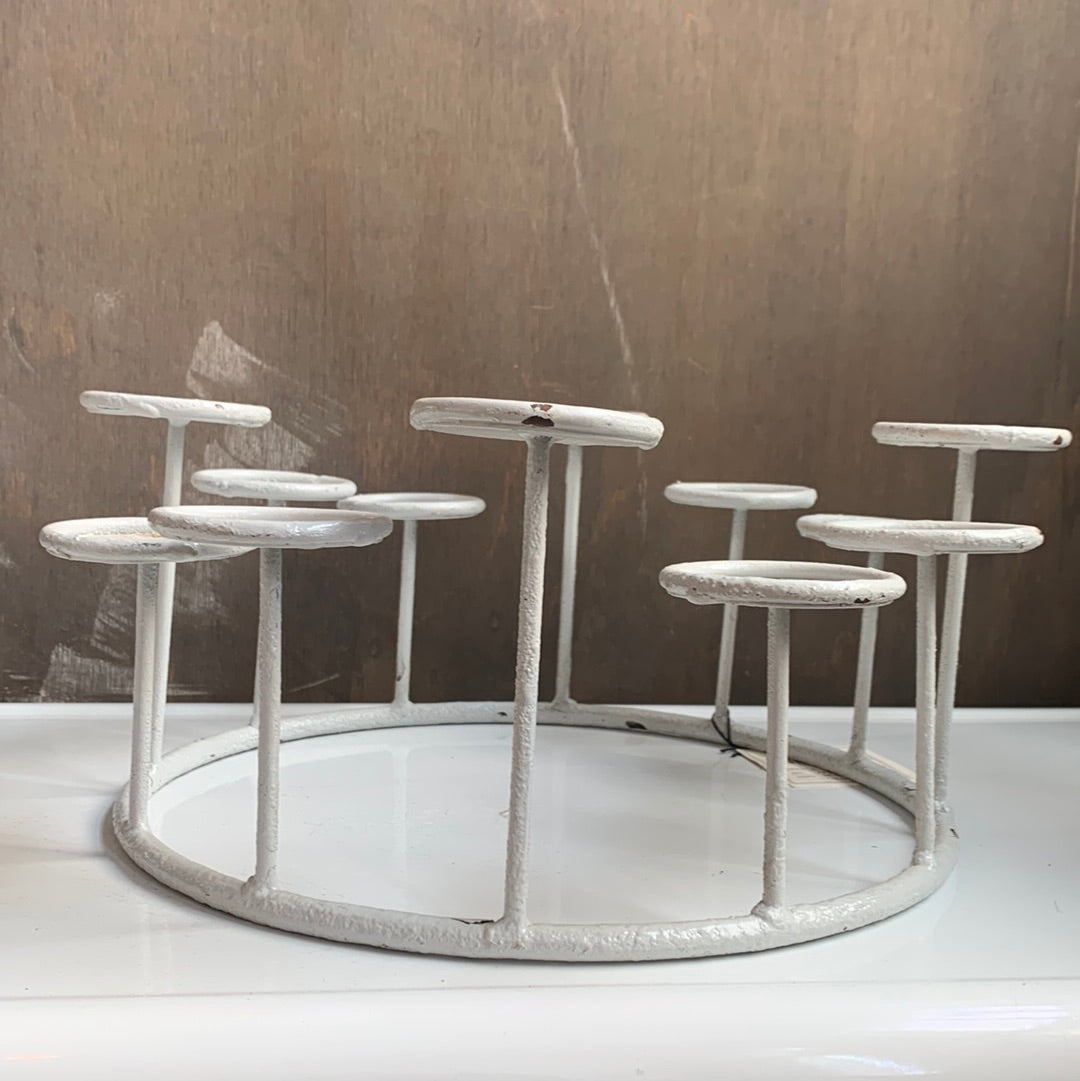 White Metal Ring Votive Holder- 12 candles