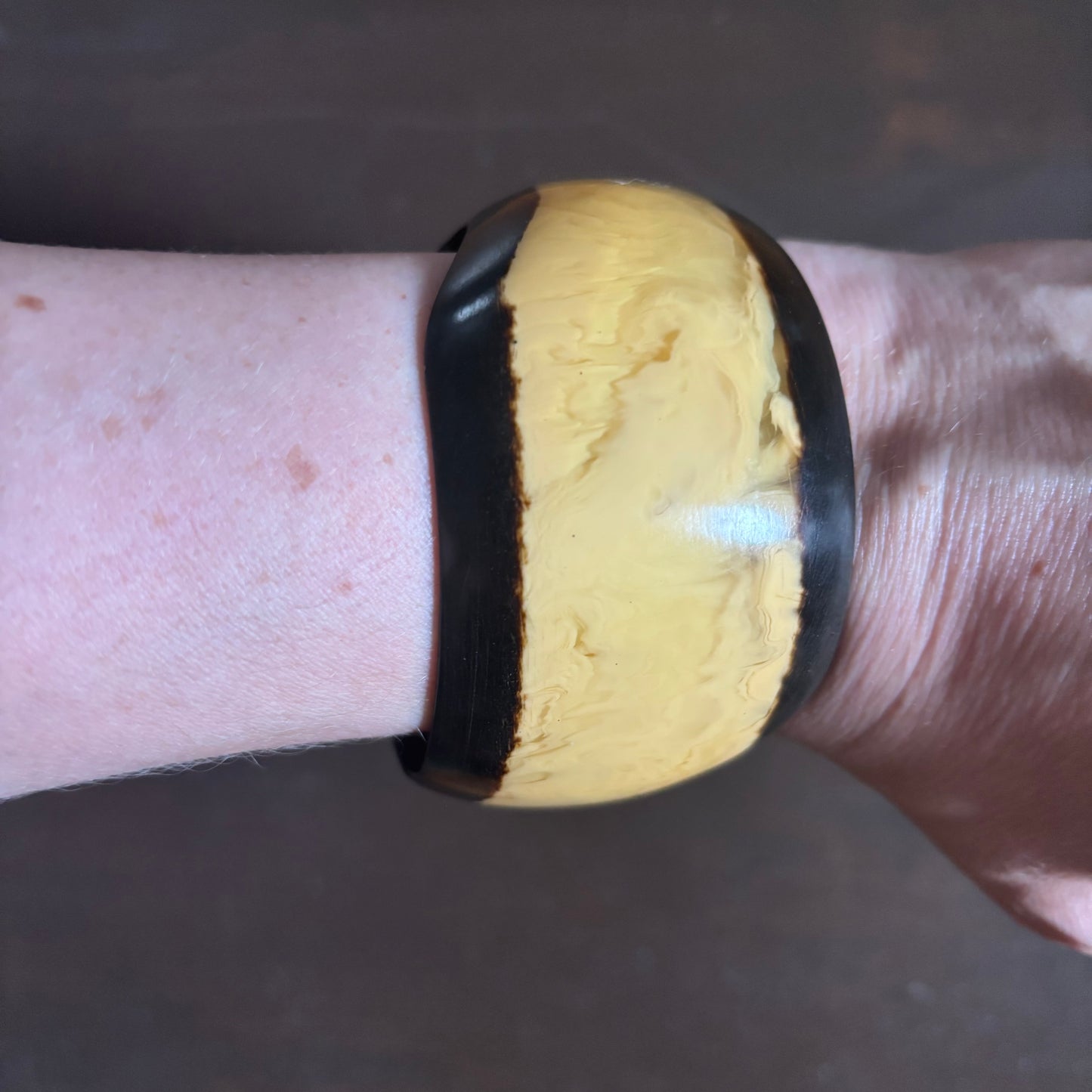 Chunky Black and Yellow Bangle