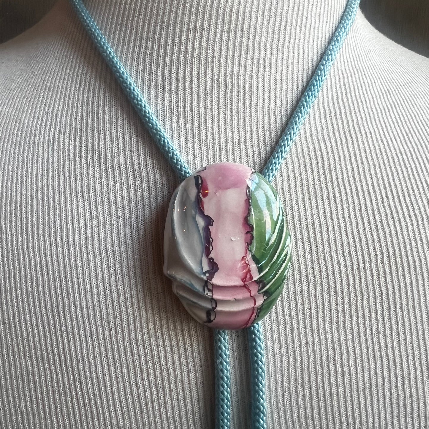 Painted Ceramic Bolo Tie