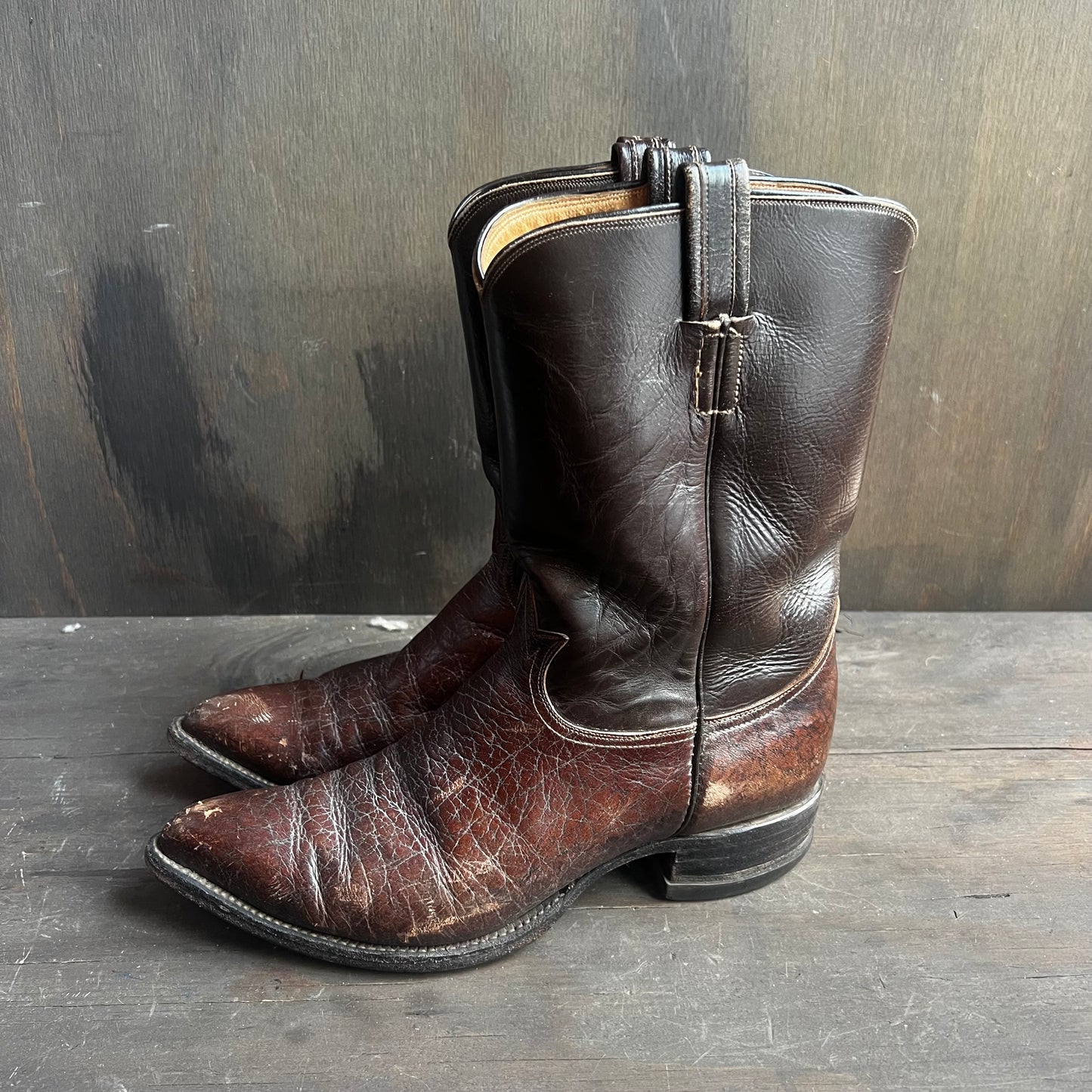 Tony Lama Dark Leather Short Boots