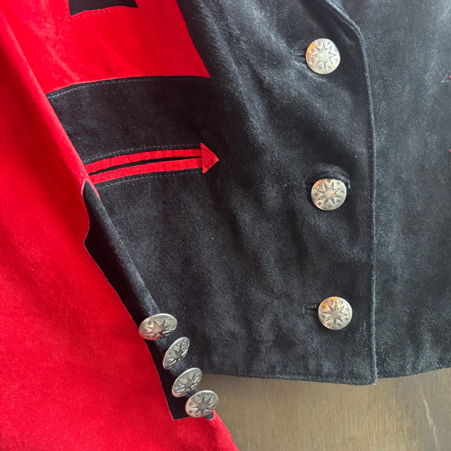 Scully Red and Black Cropped Suede Jacket