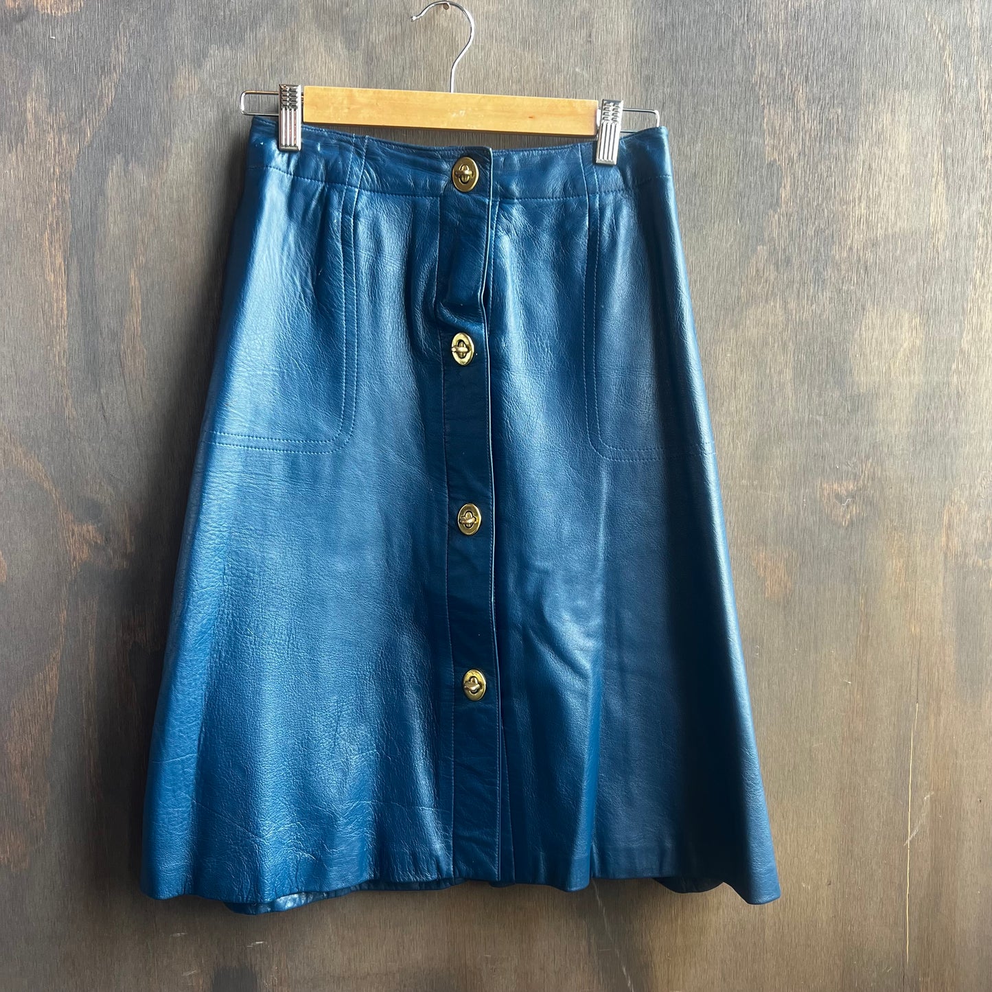 Coach Blue Leather Skirt