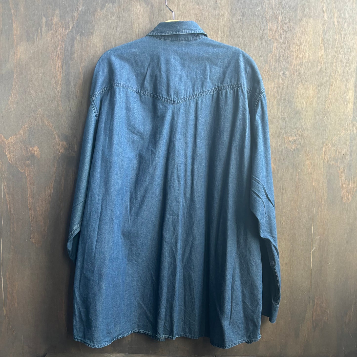 Dark Denim Pearl Snap Button Up